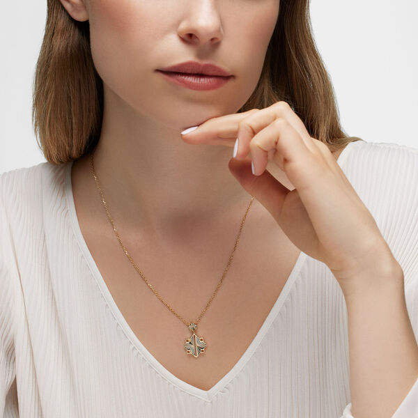 Guilloch&eacute; Yellow Gold Drop Pendant Necklace